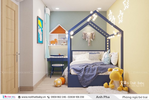 Thiết kế phòng ngủ bé trai hiện đại căn Emerald Celadon City 71m2 - BBT99